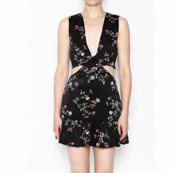 Honey Punch Black Floral Cutout Dress - Picture 3 of 6